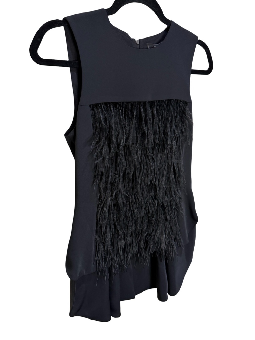 BCBGMAXAZRIA Black Ostrich Feather Top XXS NWT $338 - Picture 6 of 10